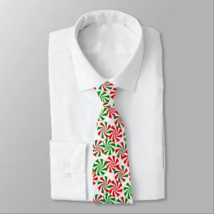 Cravate Rouge blanc et vert Peppermenthe Motif