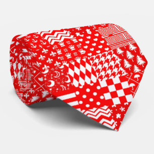 Cravate Rouge blanc Mixte Motif Patchwork Design