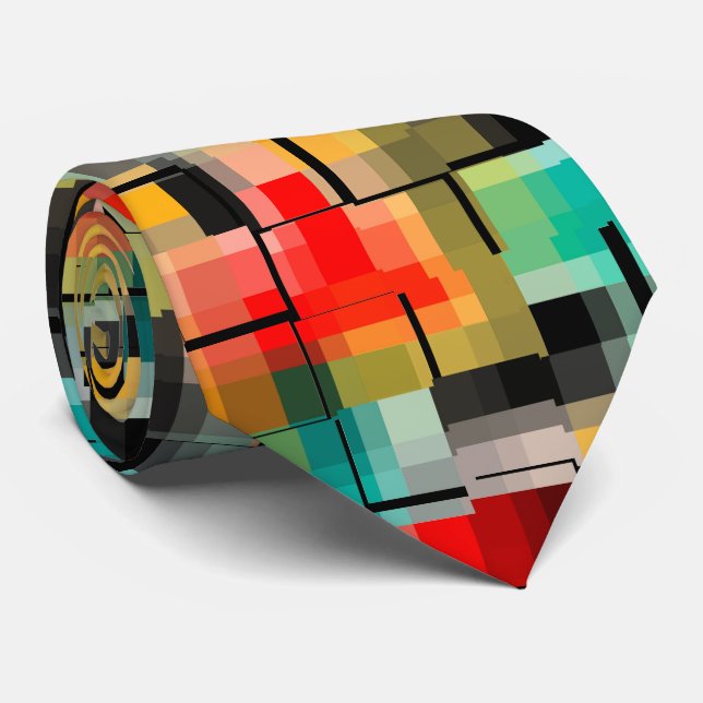 Cravate Rouge bleu jaune (Roulé)