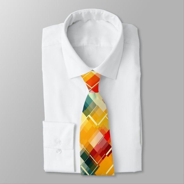Cravate Rouge Bleu Jaune Orange Vert Motif unique (Attaché)