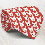 Cravate rouge Bulldog français blanc et crème<br><div class="desc">Un amusant petit motif blanc ou crème français Bulldog ou français sur un arrière - plan rouge. Idéal pour tous les amoureux de les chiens,  gardiens de chiens,  marcheurs de chiens et vétérinaires. Art original de Nic Squirrell.</div>