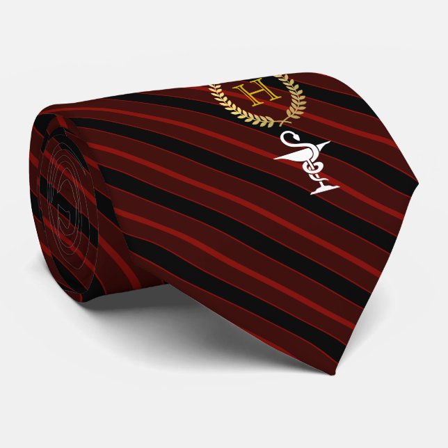 Cravate Rouge de monogramme encadré par professionnel de (Roulé)
