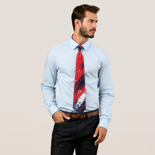 Cravate Rouge et Bleu du 4 juillet (En situation)