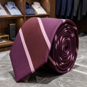 Cravate Rouge Grenat, Magenta Et Rayures Diagonales Roses