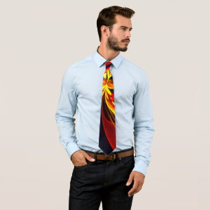 Cravate Rouge Jaune Floral Moderne Résumé Modèle Art #10