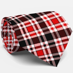 Cravate Rouge Noir Blanc Flannel Tartan Design Motif