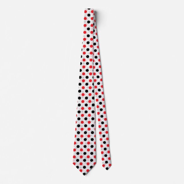Cravate Rouge noir Pois Textile Motif Design (Devant)