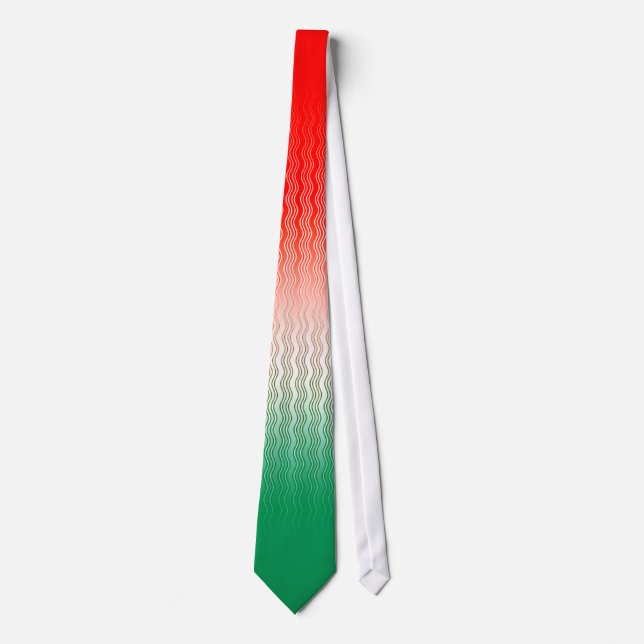 Cravate Rouge Silver Green Wavy Stripes (Devant)