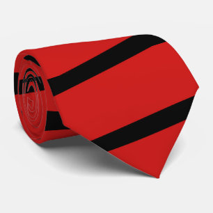 Cravate Rouge simple et rayure noire Minimaliste