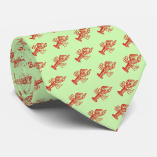 Cravate Rouge vintage Red Lobster #1 Dessin Céleri Fond Ve