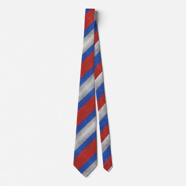 Cravate Rouges Blancs Et Bleus Rayures Paillettes Professi (Devant)