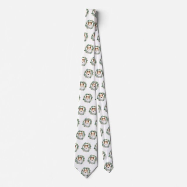 Cravate Rough Collie Christmas Wreath Festive Pup (Devant)