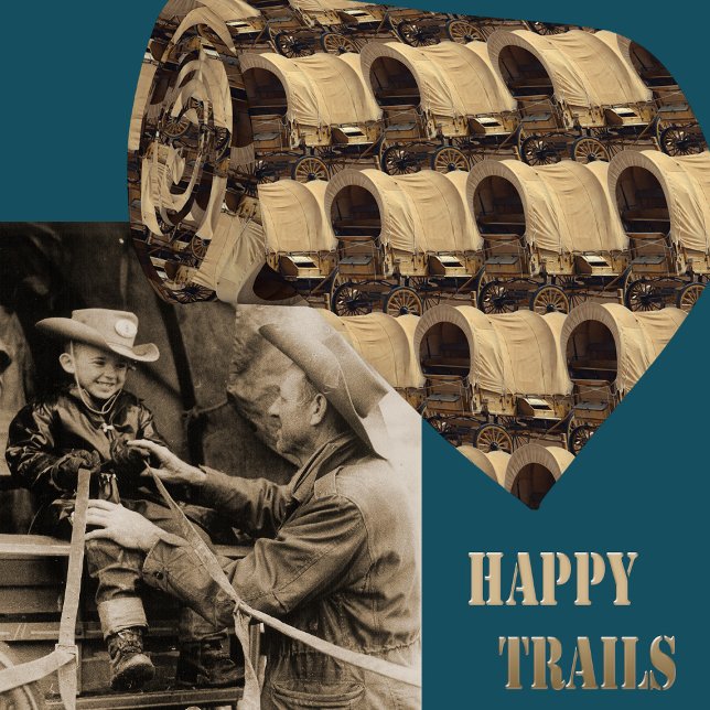 Cravate Route Western Couvert Wagon Cowboy Trail (Western necktie with multiple covered wagons.)