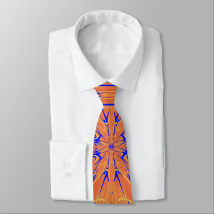 Cravate Royal Blue And Citrus Orange Tropical Art Design