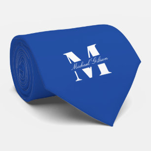 Cravate Royal Blue Monogramme Personnalisé pour les Garç