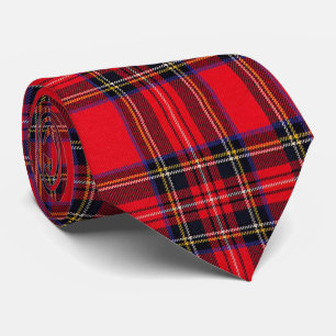 Cravate Royal Stewart tartan rouge noir plaid