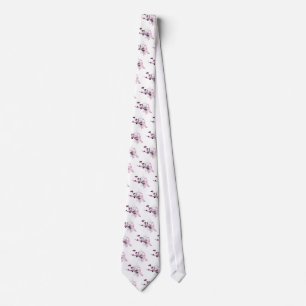 Cravate Ruban rose de fleurs de cerisier