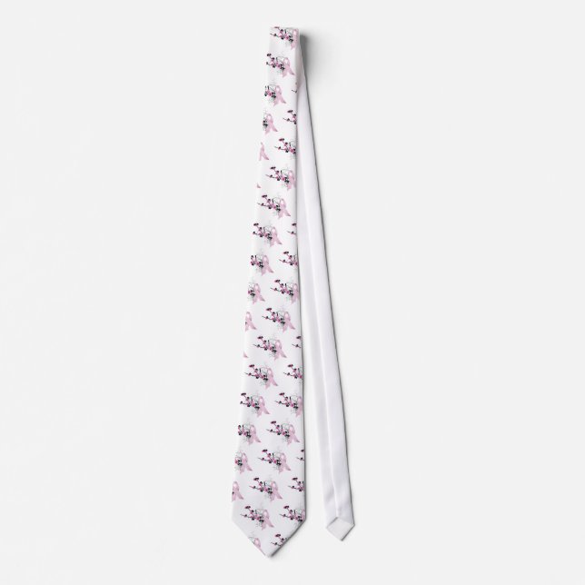 Cravate Ruban rose de fleurs de cerisier (Devant)