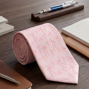 Cravate Rubans Boho Rose Motif Sur Rose Poudre de Fard