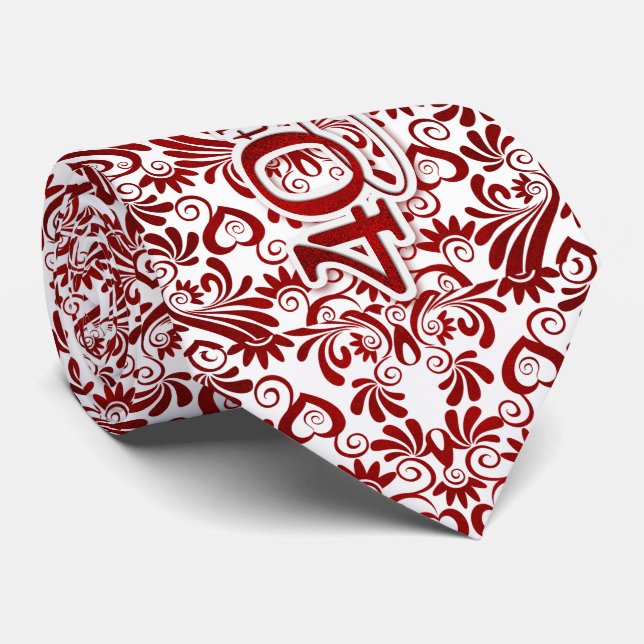 Cravate Ruby 40e Anniversaire Faux Red Lead Swirls (Roulé)