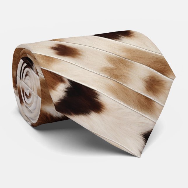 Cravate Russe Cowboy Western Pays Brown Beige Cowhide (Roulé)