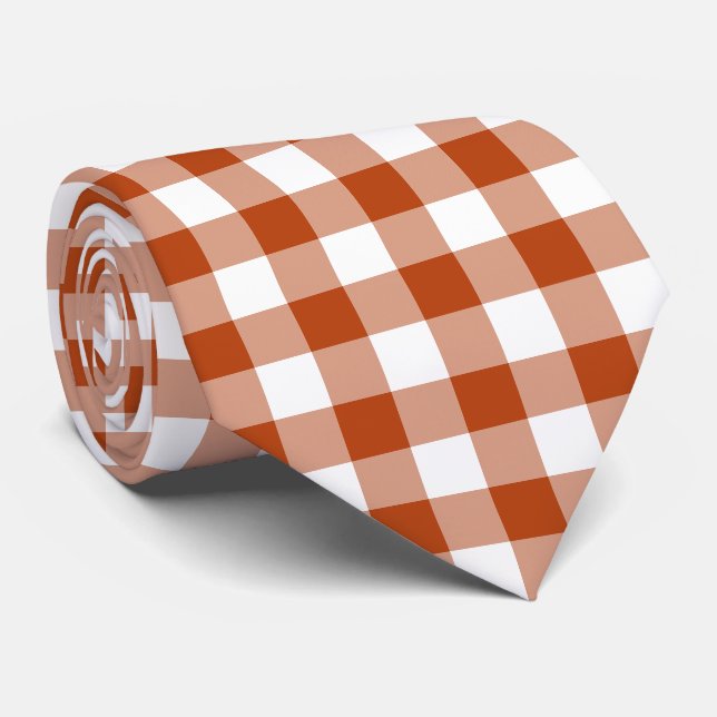Cravate Rust Red Plaid Gingham Neck Tie (Roulé)
