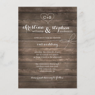 Cravate rustique en bois Faire-part de mariage de 