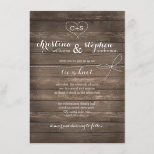 Cravate rustique en bois Faire-part de mariage de