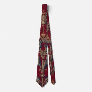 Cravate Sac broderie medievale fleurie en rouge bordeaux