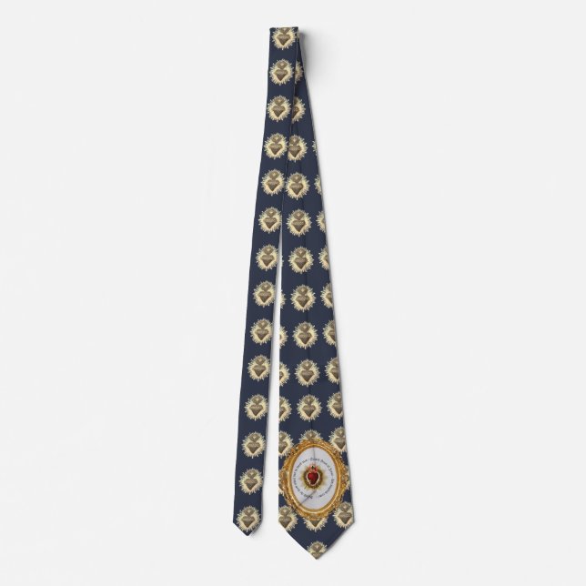 Cravate Sacré Coeur Necktie Marine Bleu avec Sacré Coeur (Dos)