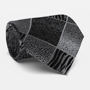 Cravate Safari gris exotique Motifs animaux