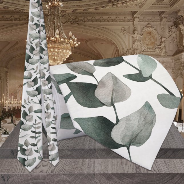 Cravate Sage & Emerald Green Eucalyptus Mariage (Créateur téléchargé)