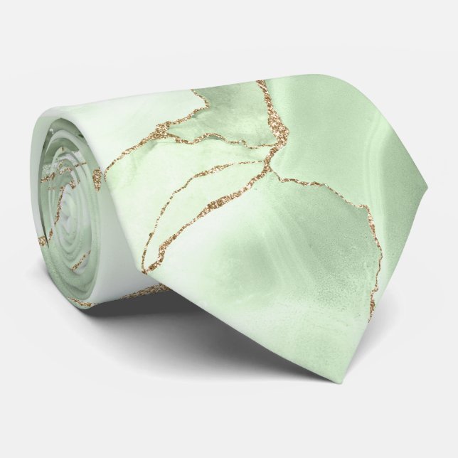 Cravate Sage green agate neck tie (Roulé)