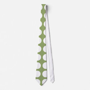 Cravate Sage Green & Big White Pois