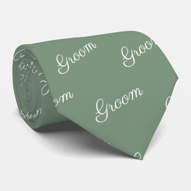 Cravate Sage green Groom scripture wedding Neck Tie (Roulé)