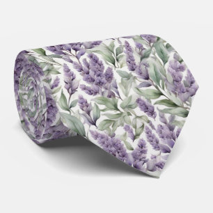 Cravate Sage romantique français et motif floral lilas