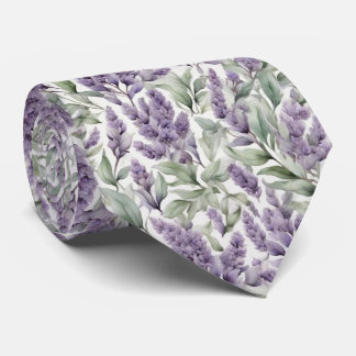 Cravate Sage romantique français et motif floral lilas