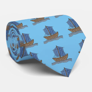 Cravate Sailor! Blue Sailing Ship Necktie