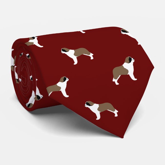 Cravate Saint Bernards Rouge Motif | AMOUREUX DES CHIENS (Roulé)