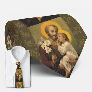 Cravate Saint Joseph avec l'enfant Jésus Lily