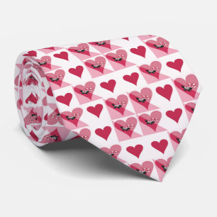 Cravate Saint Valentin Amour Rouge Blanc Rose Motif