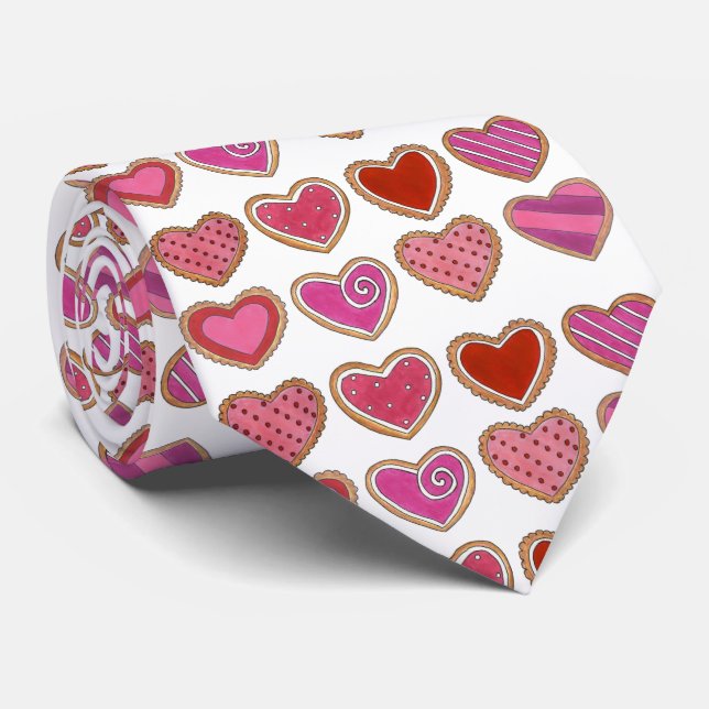 Cravate Saint Valentin Coeur Sucre Coeurs Cookies Valentin (Roulé)