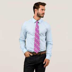 Cravate Saint Valentin Floral Pink Satin Houndstooth