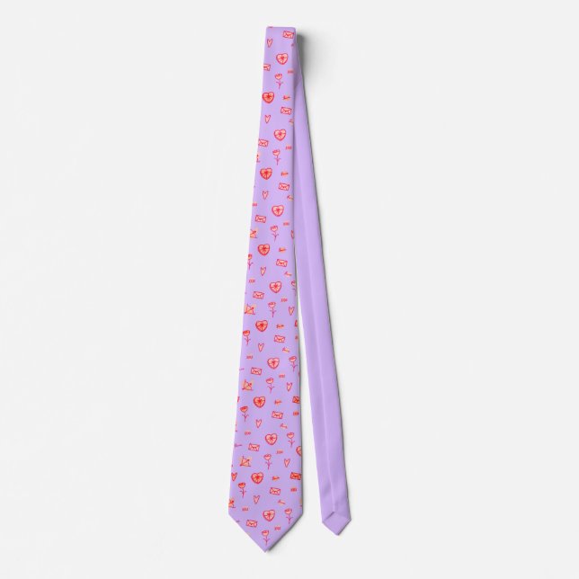 Cravate Saint-Valentin Gribouillis Cœur Fleur Tie  (Devant)