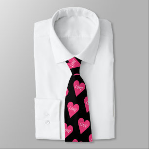 Cravate Saint-Valentin Minimaliste Coeur de Bonbon Rose Am