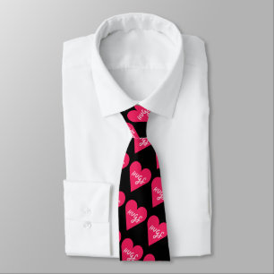 Cravate Saint-Valentin Minimaliste Cœur de Bonbon Rose Câl