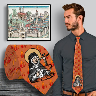 Cravate Sainte Catherine de Sienne avec un cœur surmonté d