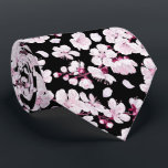 Cravate Sakura rose cerisier floral Motif moderne noir<br><div class="desc">Sakura rose motif floral cravate noir moderne</div>