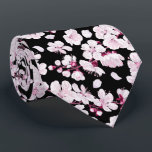Cravate Sakura rose cerisier floral Motif moderne noir<br><div class="desc">Sakura rose motif floral cravate noir moderne</div>