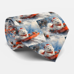 Cravate Samoyé Chien dans la boue Laisser il neige Noël